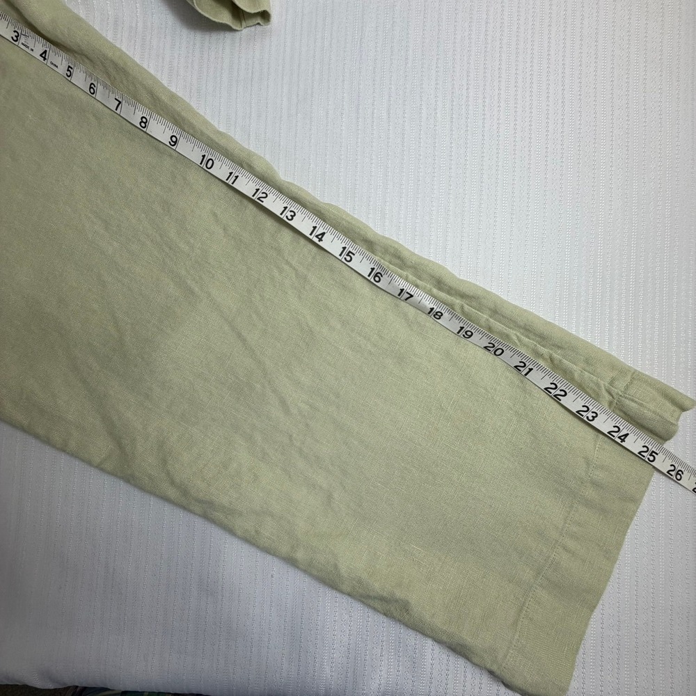 J. Jill Women Pants 10 Pale Lime Green 100% Linen Coastal Minimalist Lagenlook - Picture 6 of 9
